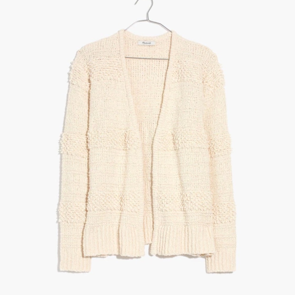 Madewell Cream Chunky Open-Front Knit Cardigan